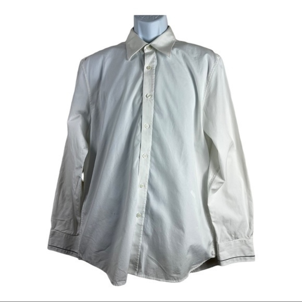 Club Monaco Men Casual Shirt Buttons Down White Sz L